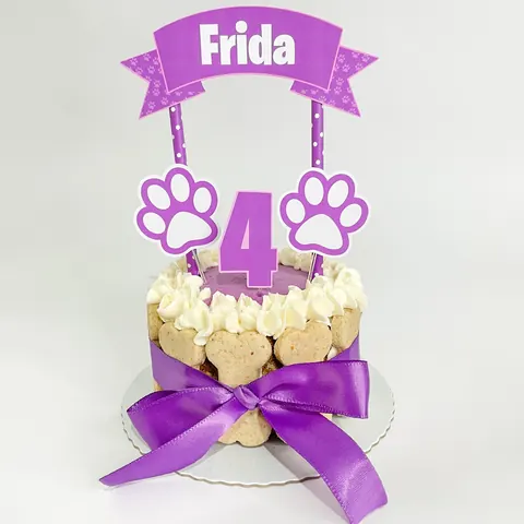 Kit festa pet com bolo, cupcakes, salgadinhos e biscoitos em formato de osso